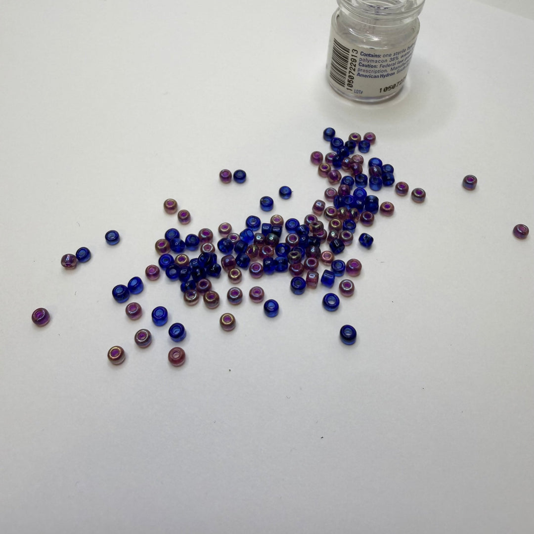 Blue And Peach Seed Beads In A Bottle Beads - Blue/Pink - 20 Pack - True Deadstock supplies Fabric by private - Sustainable Textile | FABCYCLE