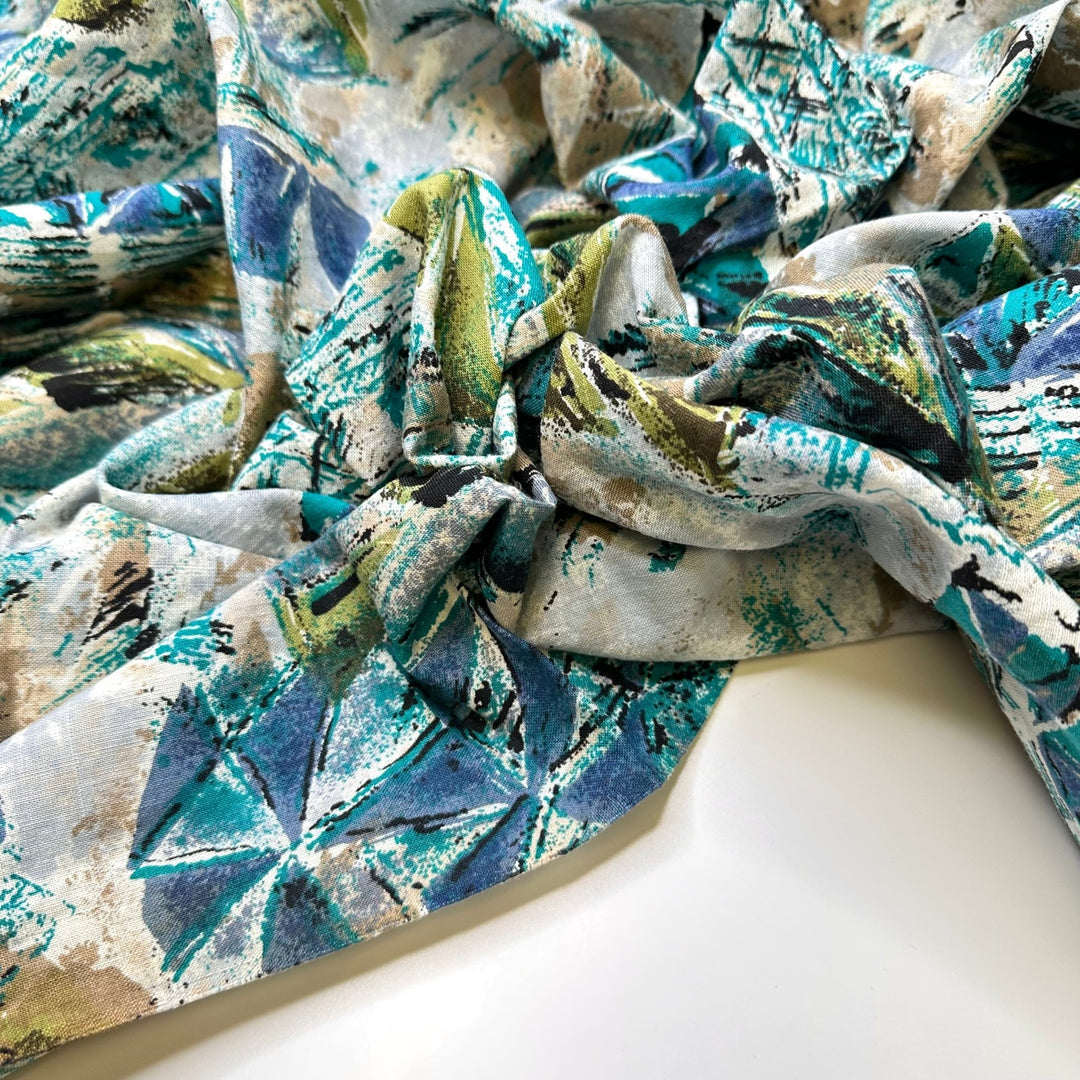 Blue Dreams - Cotton Woven - Blue Multi Abstract - 2M Bundle - True Deadstock fabric Fabric by private - Sustainable Textile | FABCYCLE