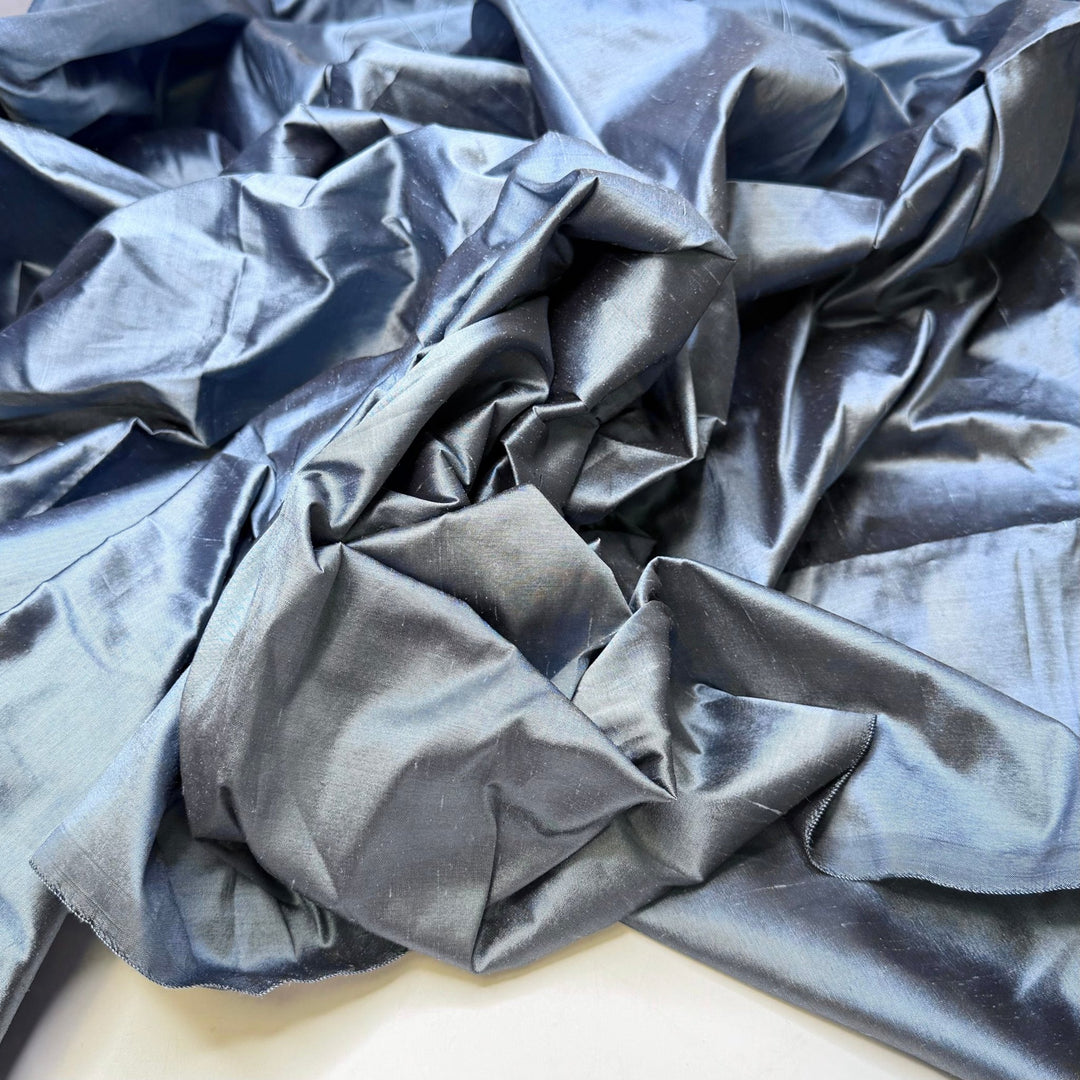 Blueberry Tanzanite - Dupioni Silk Woven - Blue - 1.1M Bundle - True Deadstock fabric Fabric by private - Sustainable Textile | FABCYCLE