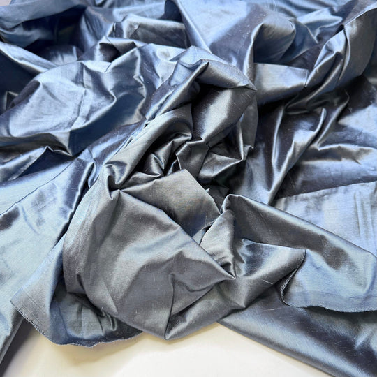 Blueberry Tanzanite - Dupioni Silk Woven - Blue - 1.1M Bundle - True Deadstock fabric Fabric by private - Sustainable Textile | FABCYCLE