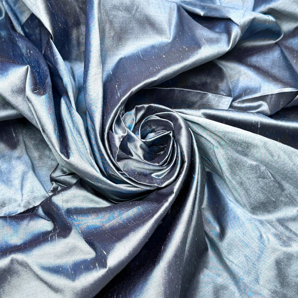 Blueberry Tanzanite - Dupioni Silk Woven - Blue - 1.1M Bundle - True Deadstock fabric Fabric by private - Sustainable Textile | FABCYCLE
