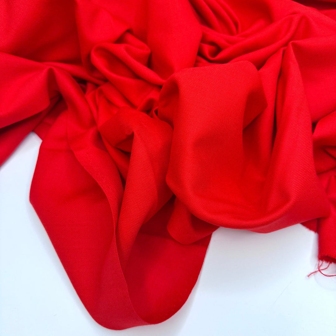 Boat For Sail - Twill Weave Wool Woven - Red - 3.15M Bundle - True Deadstock fabric Fabric by private - Sustainable Textile | FABCYCLE