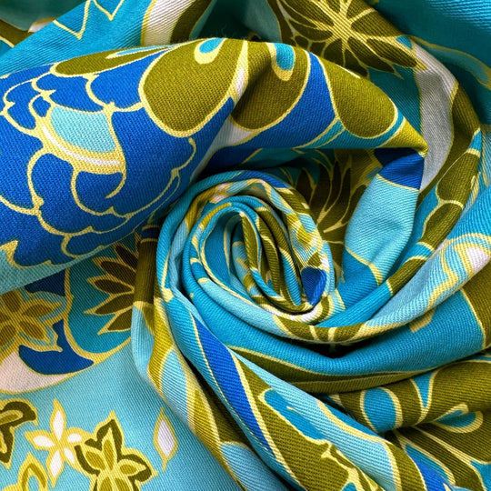 Bold Designers - Cotton/Spandex Woven - Blue Multi Floral - 1.75M Bundle - True Deadstock fabric Fabric by private - Sustainable Textile | FABCYCLE