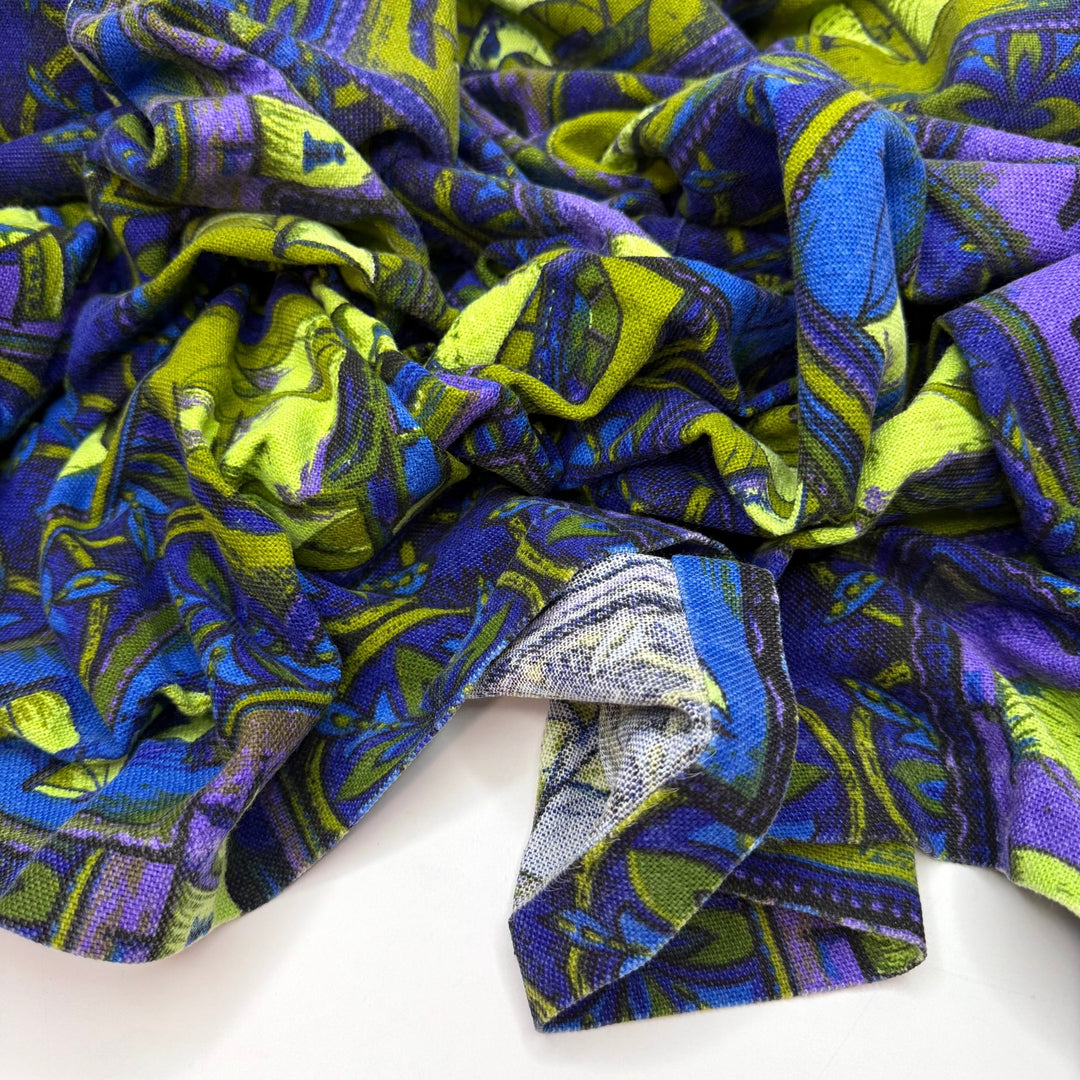 Booking A Cruise - Canvas Cotton Woven - Dark Blue/Green Sailboat Art - 1.25M Bundle - True Deadstock fabric Fabric by private - Sustainable Textile | FABCYCLE