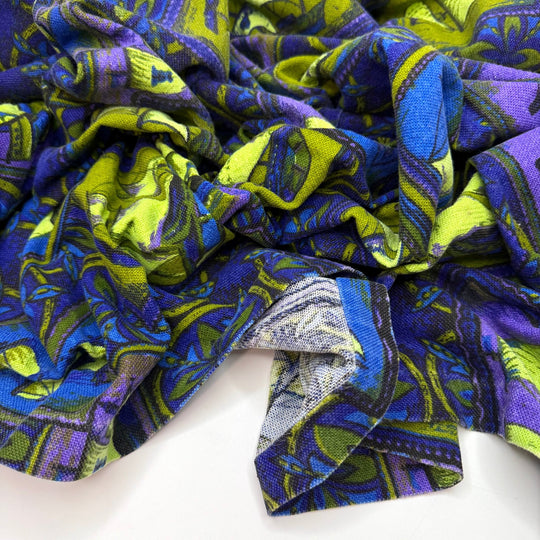 Booking A Cruise - Canvas Cotton Woven - Dark Blue/Green Sailboat Art - 1.25M Bundle - True Deadstock fabric Fabric by private - Sustainable Textile | FABCYCLE