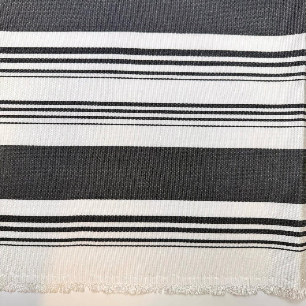 Booking The Venue - Polyester Blend Woven - Dark Grey/White Stripes - 1.35M Bundle - True Deadstock fabric Fabric by private - Sustainable Textile | FABCYCLE