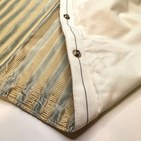Bougie Curtains - Black Out Curtain Backing Taffeta Polyester Blend Woven - Light Blue/Gold Stripes - 2.9M Bundle - True Deadstock fabric Fabric by private - Sustainable Textile | FABCYCLE