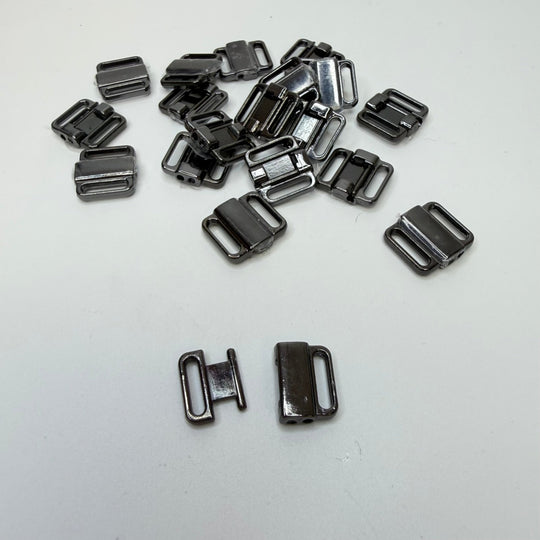 Bra Clasp - 10MM Metal - Dark Silver/Gunmetal - 20 Pack - True Deadstock supplies Fabric by private - Sustainable Textile | FABCYCLE