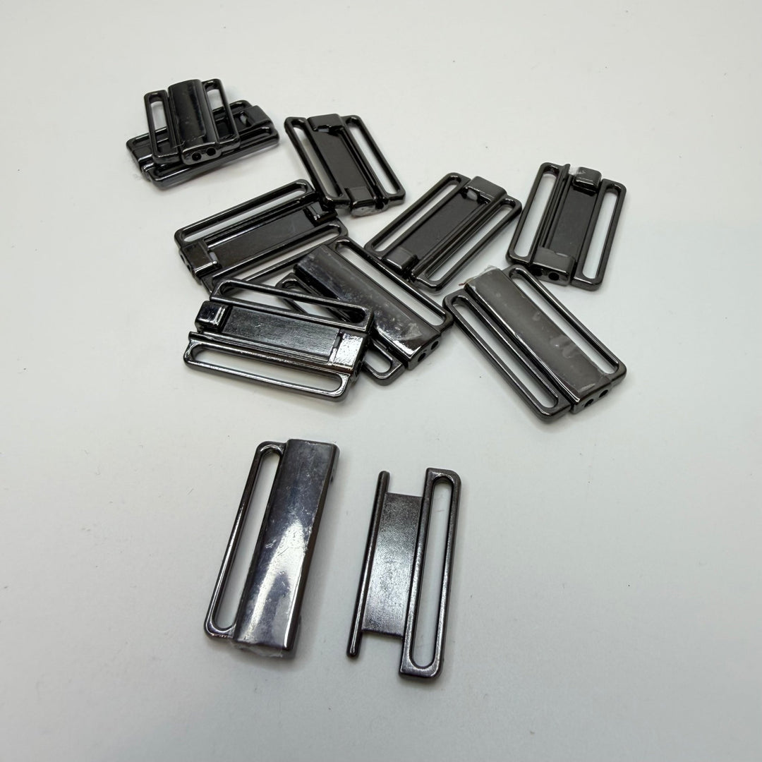 Bra Clasp - 30MM Metal - Gunmetal - 10 Pack - True Deadstock supplies Fabric by private - Sustainable Textile | FABCYCLE