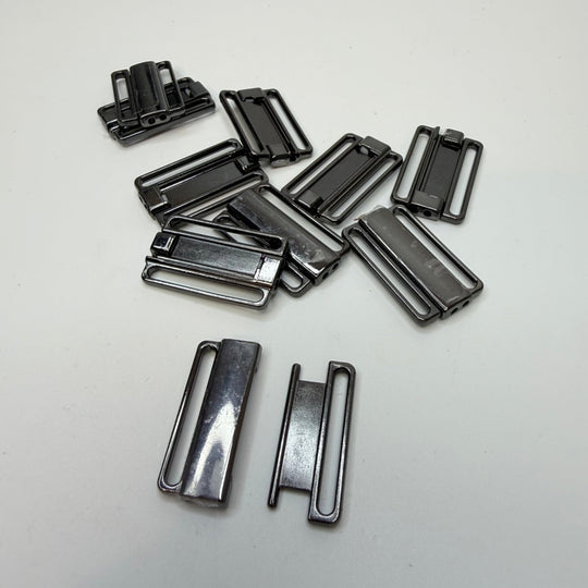 Bra Clasp - 30MM Metal - Gunmetal - 10 Pack - True Deadstock supplies Fabric by private - Sustainable Textile | FABCYCLE