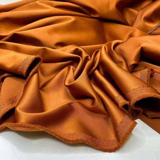 Brass Candle Sticks - Satin Poly/Spandex Woven - Copper - 1.25M Bundle - True Deadstock fabric Fabric by private - Sustainable Textile | FABCYCLE