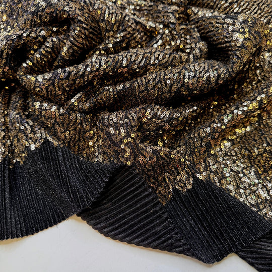Brass Setting - Metallic Sequins Poly/Metallic Knit - Gold/Black - 0.9M Bundle - True Deadstock fabric Fabric by private - Sustainable Textile | FABCYCLE