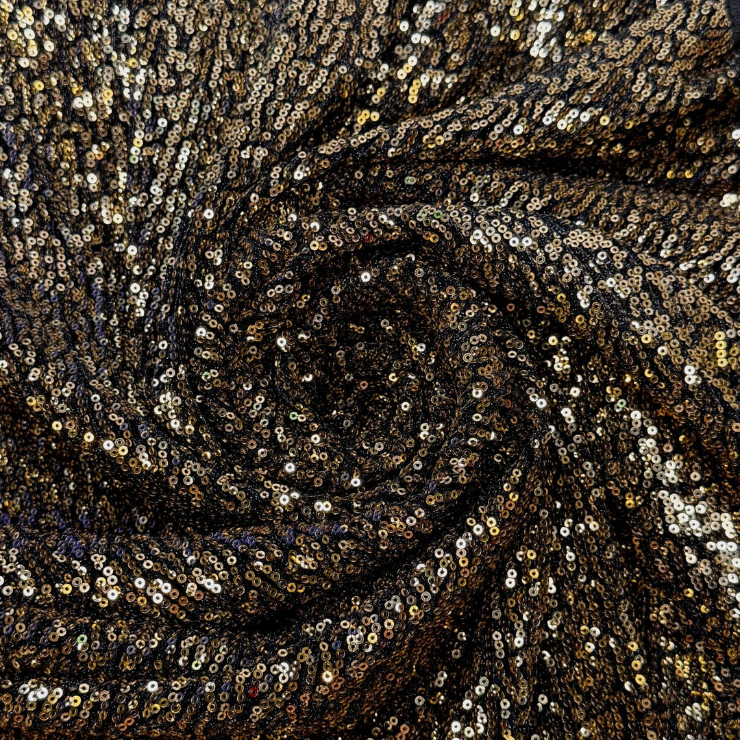 Brass Setting - Metallic Sequins Poly/Metallic Knit - Gold/Black - 0.9M Bundle - True Deadstock fabric Fabric by private - Sustainable Textile | FABCYCLE