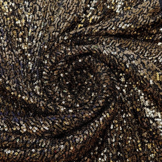 Brass Setting - Metallic Sequins Poly/Metallic Knit - Gold/Black - 0.9M Bundle - True Deadstock fabric Fabric by private - Sustainable Textile | FABCYCLE