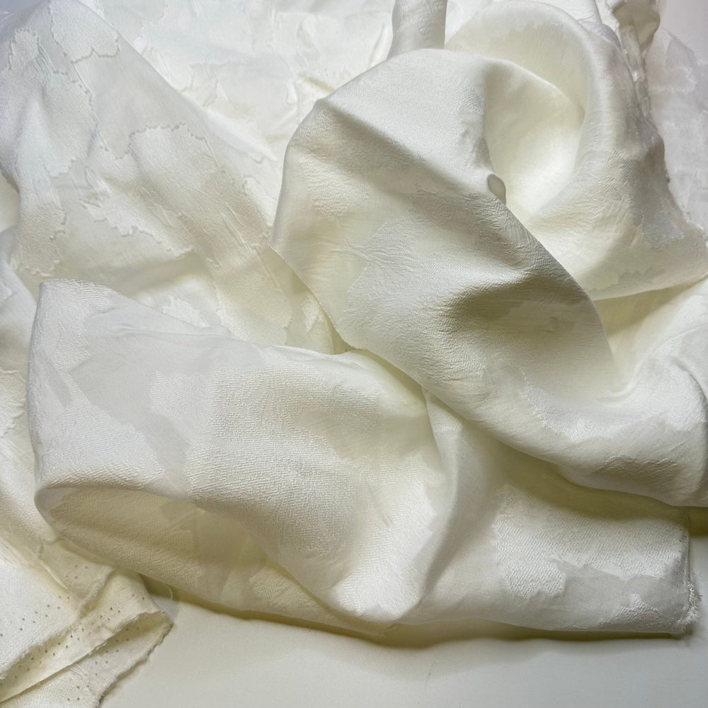Bridal Off - Cuts By The Lb - Polyester Blend Woven - White Abstract - 0.3M Bundle - True Deadstock fabric Fabric by private - Sustainable Textile | FABCYCLE