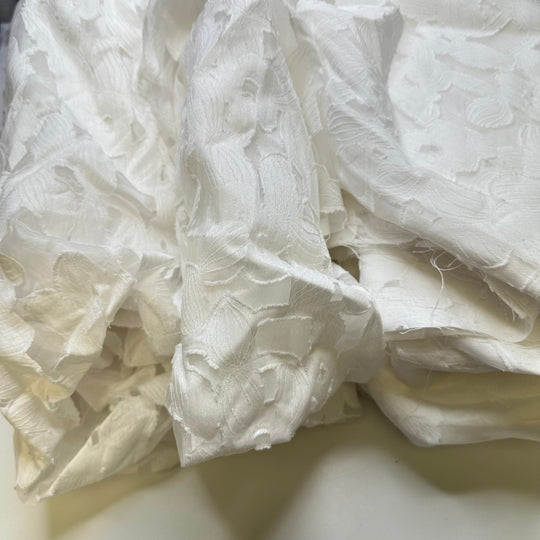 Bridal Skirt Grab Bag - Burnout Organza Poly Woven - White/Cream Floral - Skirt Pack - True Deadstock fabric Fabric by private - Sustainable Textile | FABCYCLE