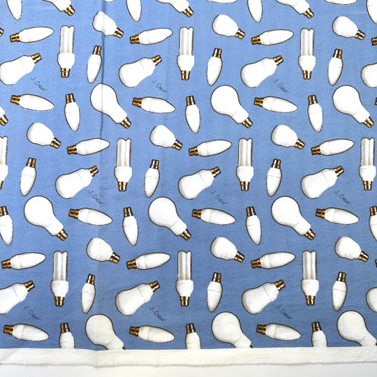 Bright Ideas - Cotton Woven - Light Blue Multi Lightbulbs - 2.1M Bundle - True Deadstock fabric Fabric by private - Sustainable Textile | FABCYCLE