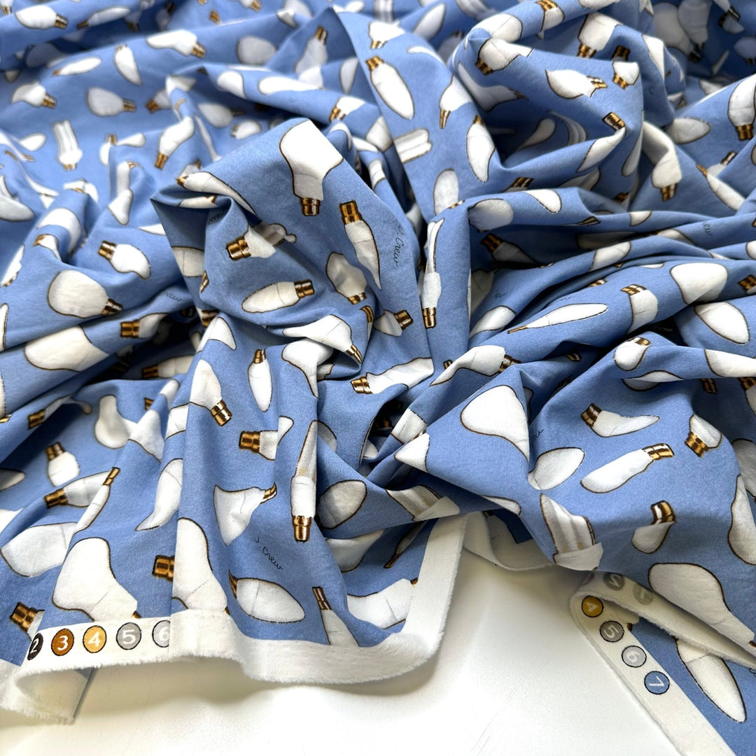 Bright Ideas - Cotton Woven - Light Blue Multi Lightbulbs - 2.1M Bundle - True Deadstock fabric Fabric by private - Sustainable Textile | FABCYCLE