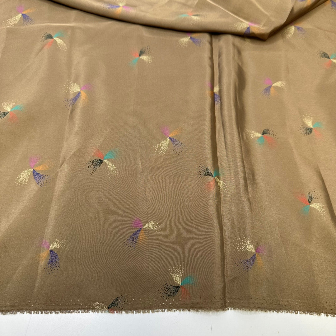 Bring Out The Sparklers - Vintage Satin Poly Woven - Beige Multi Geometric - 0.95M Bundle - True Deadstock fabric Fabric by private - Sustainable Textile | FABCYCLE