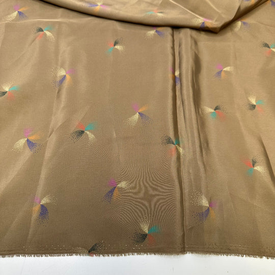 Bring Out The Sparklers - Vintage Satin Poly Woven - Beige Multi Geometric - 0.95M Bundle - True Deadstock fabric Fabric by private - Sustainable Textile | FABCYCLE