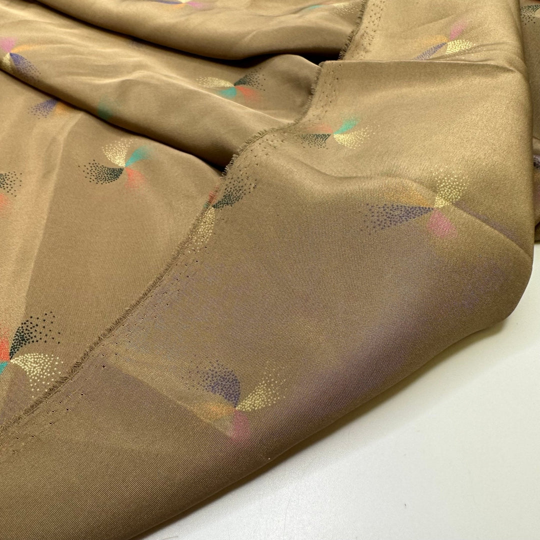 Bring Out The Sparklers - Vintage Satin Poly Woven - Beige Multi Geometric - 0.95M Bundle - True Deadstock fabric Fabric by private - Sustainable Textile | FABCYCLE