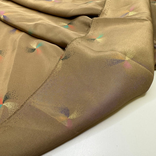 Bring Out The Sparklers - Vintage Satin Poly Woven - Beige Multi Geometric - 0.95M Bundle - True Deadstock fabric Fabric by private - Sustainable Textile | FABCYCLE