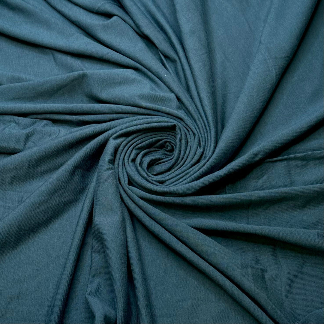 Brings A Teal To My Eye - Jersey Cotton/Rayon From Bamboo Knit - Teal - 0.95M Bundle - True Deadstock fabric Fabric by private - Sustainable Textile | FABCYCLE