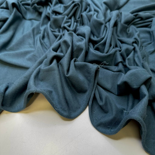 Brings A Teal To My Eye - Jersey Cotton/Rayon From Bamboo Knit - Teal - 0.95M Bundle - True Deadstock fabric Fabric by private - Sustainable Textile | FABCYCLE