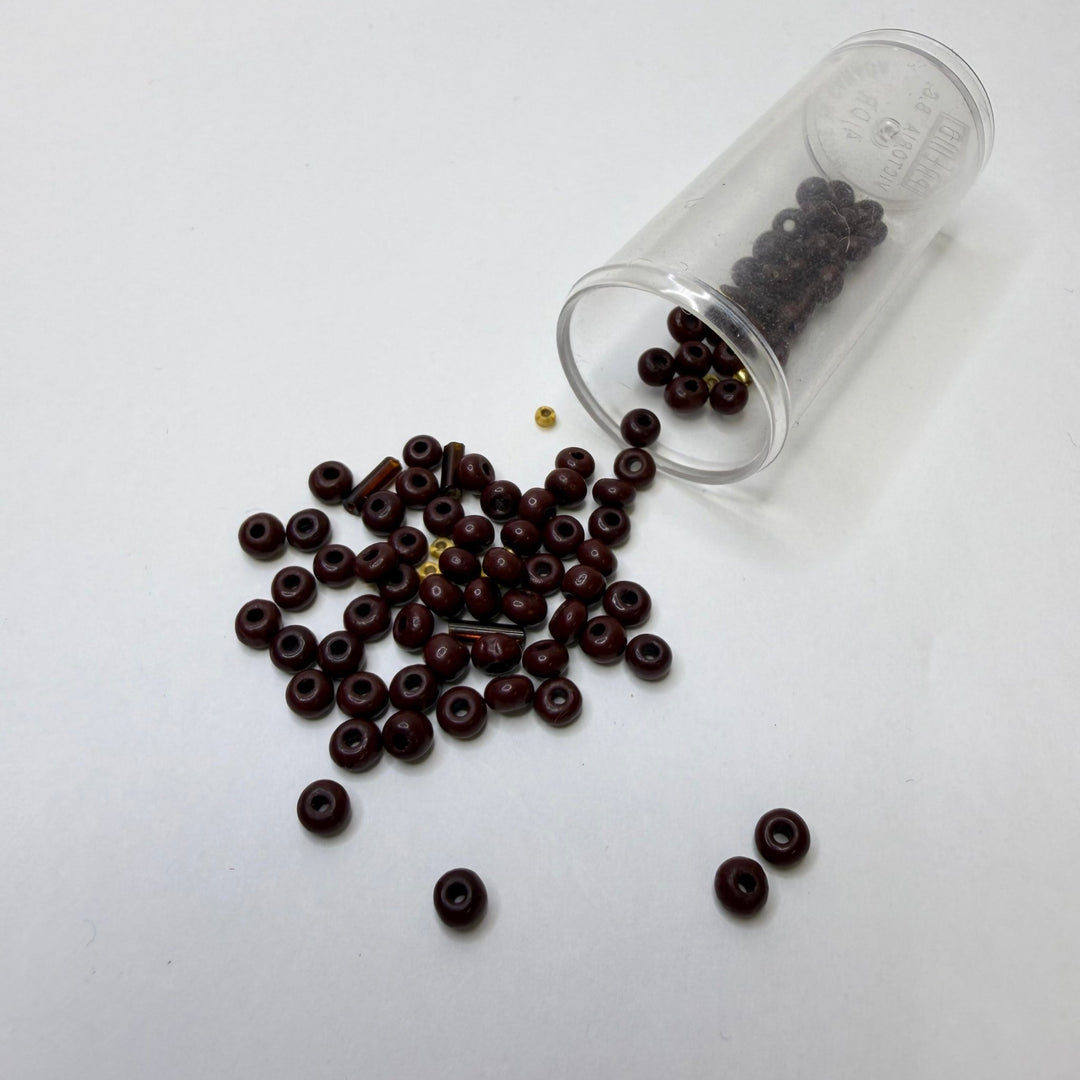 Brown Plastic Seed Beads Beads - Brown/Burgundy - 30 Pack - True Deadstock supplies Fabric by private - Sustainable Textile | FABCYCLE