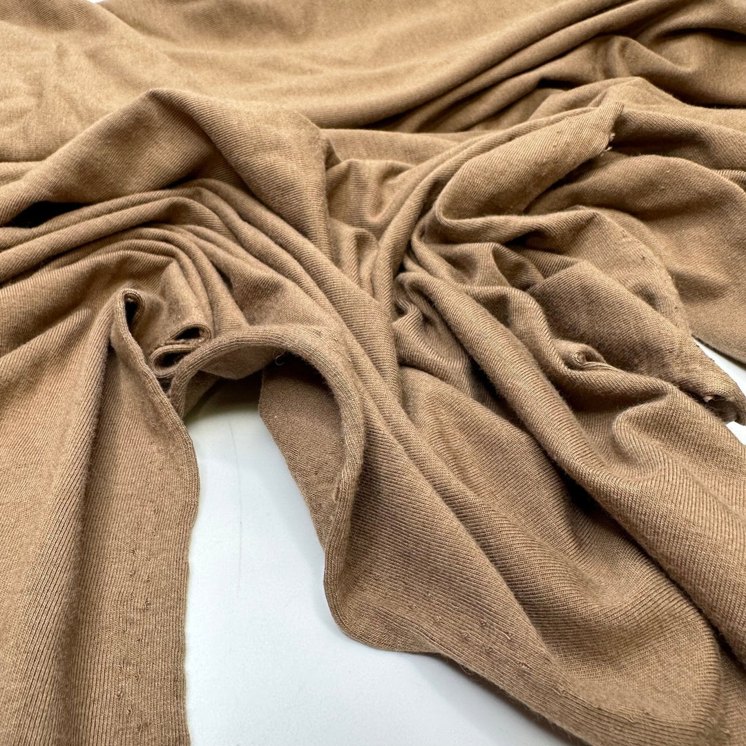 Brown Sugar - Jersey Bamboo Blend Knit - Light Brown - 0.95M Bundle - True Deadstock fabric Fabric by private - Sustainable Textile | FABCYCLE