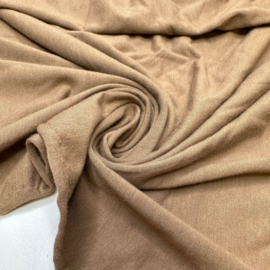 Brown Sugar - Jersey Bamboo Blend Knit - Light Brown - 0.95M Bundle - True Deadstock fabric Fabric by private - Sustainable Textile | FABCYCLE