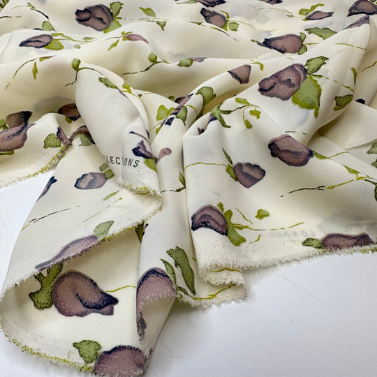 Buddy System - Chiffon Poly Woven - Cream Multi Floral - 1.25M Bundle - True Deadstock fabric Fabric by private - Sustainable Textile | FABCYCLE