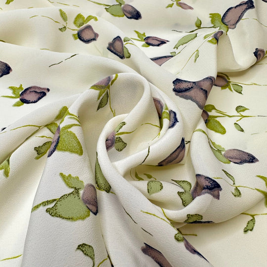 Buddy System - Chiffon Poly Woven - Cream Multi Floral - 1.25M Bundle - True Deadstock fabric Fabric by private - Sustainable Textile | FABCYCLE
