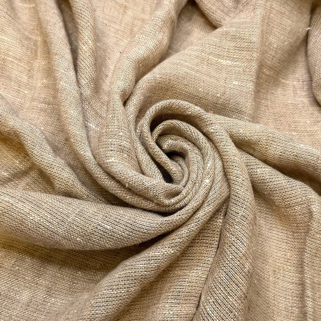 Building A Log Cabin - Hemp Woven - Light Beige - 1M Bundle - True Deadstock fabric Fabric by private - Sustainable Textile | FABCYCLE