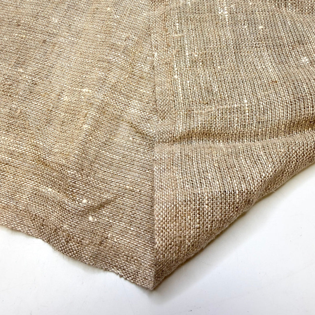 Building A Log Cabin - Hemp Woven - Light Beige - 1M Bundle - True Deadstock fabric Fabric by private - Sustainable Textile | FABCYCLE