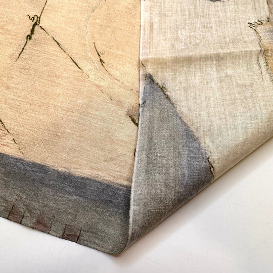 Building My Dream Home - Vintage Cotton Woven - Beige/Grey Abstract - 3M Bundle - True Deadstock fabric Fabric by private - Sustainable Textile | FABCYCLE