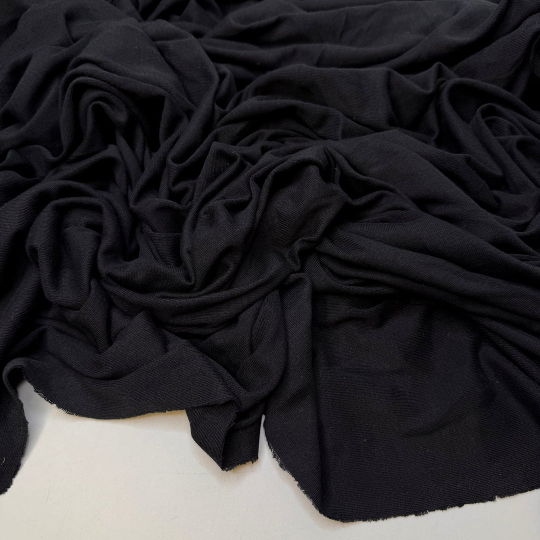 Bunny Tail Grass - Rib Knit Cotton Blend Knit - Black - 2M Bundle - True Deadstock fabric Fabric by private - Sustainable Textile | FABCYCLE