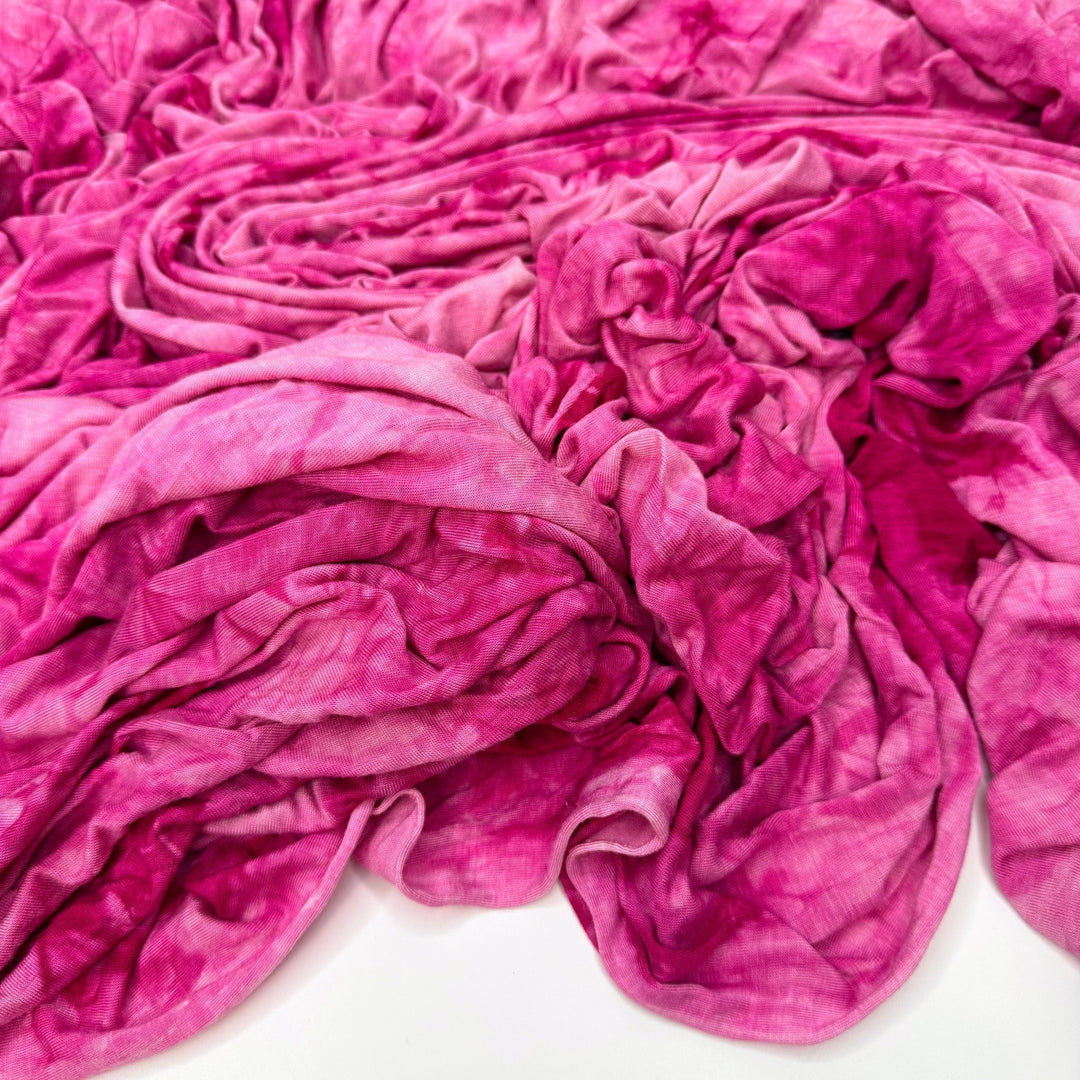 Bursting At The Seams - Jersey Bamboo Blend Knit - Pink Tie Dye - 1.8M Bundle - True Deadstock fabric Fabric by private - Sustainable Textile | FABCYCLE