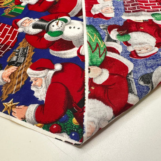 Bust Bee Santa - Cotton Woven - Blue/Red Santa - 0.6M Bundle - True Deadstock fabric Fabric by private - Sustainable Textile | FABCYCLE