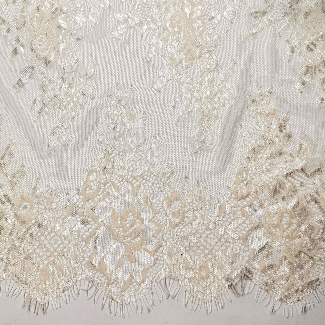 Buttercream Cake - Lace Polyester Blend Knit - Cream Floral - 2M Bundle - True Deadstock fabric Fabric by private - Sustainable Textile | FABCYCLE