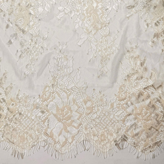 Buttercream Cake - Lace Polyester Blend Knit - Cream Floral - 2M Bundle - True Deadstock fabric Fabric by private - Sustainable Textile | FABCYCLE