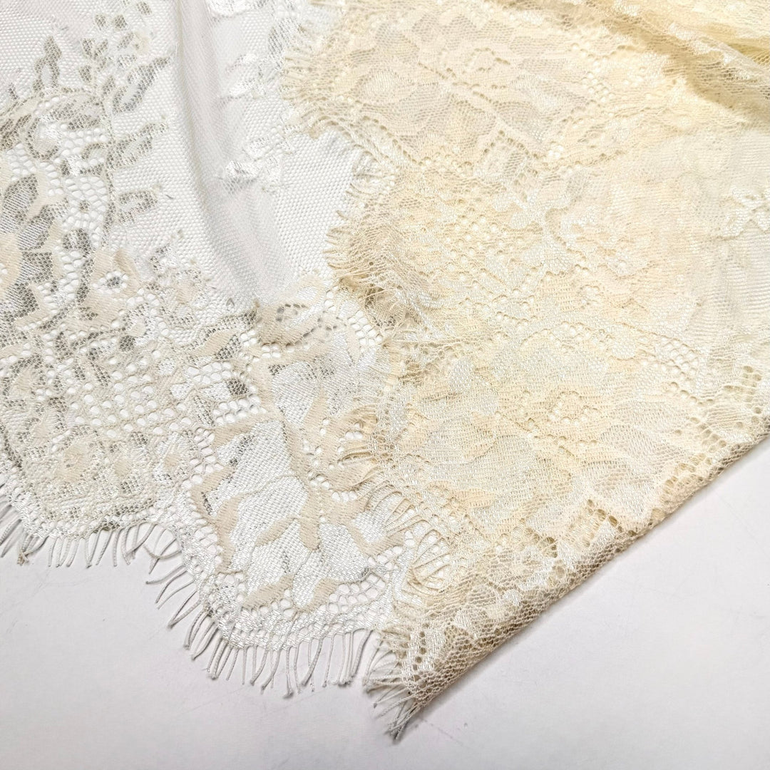 Buttercream Cake - Lace Polyester Blend Knit - Cream Floral - 2M Bundle - True Deadstock fabric Fabric by private - Sustainable Textile | FABCYCLE