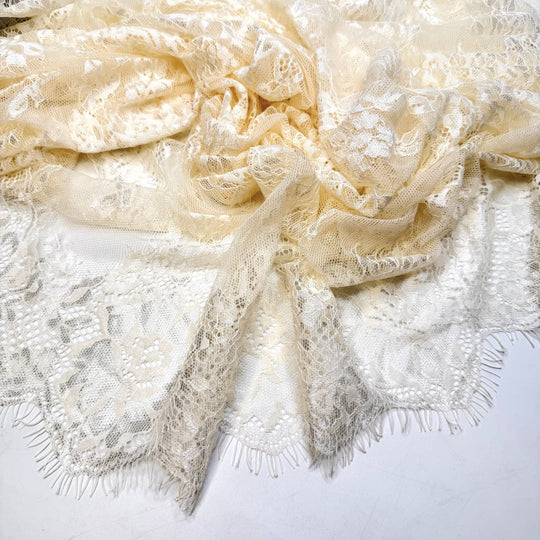 Buttercream Cake - Lace Polyester Blend Knit - Cream Floral - 2M Bundle - True Deadstock fabric Fabric by private - Sustainable Textile | FABCYCLE