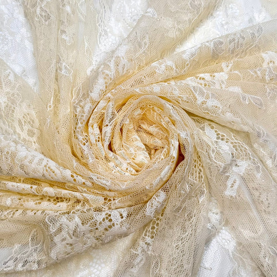 Buttercream Cake - Lace Polyester Blend Knit - Cream Floral - 2M Bundle - True Deadstock fabric Fabric by private - Sustainable Textile | FABCYCLE