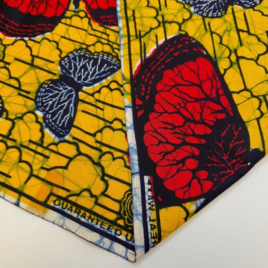 Butterfly Wishes - Cotton Woven - Yellow/Red Batik Butterfly Motif - 2.6M Bundle - True Deadstock fabric Fabric by private - Sustainable Textile | FABCYCLE