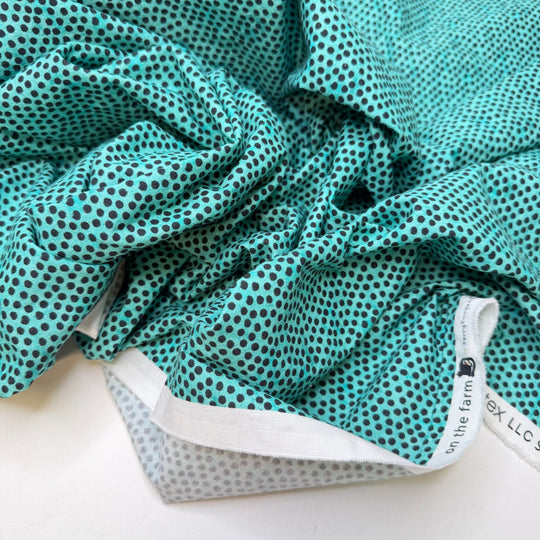 Buttons And Rivets And Snaps Oh My - Cotton Woven - Blue/Black Polka Dots - 2.35M Bundle - True Deadstock fabric Fabric by private - Sustainable Textile | FABCYCLE
