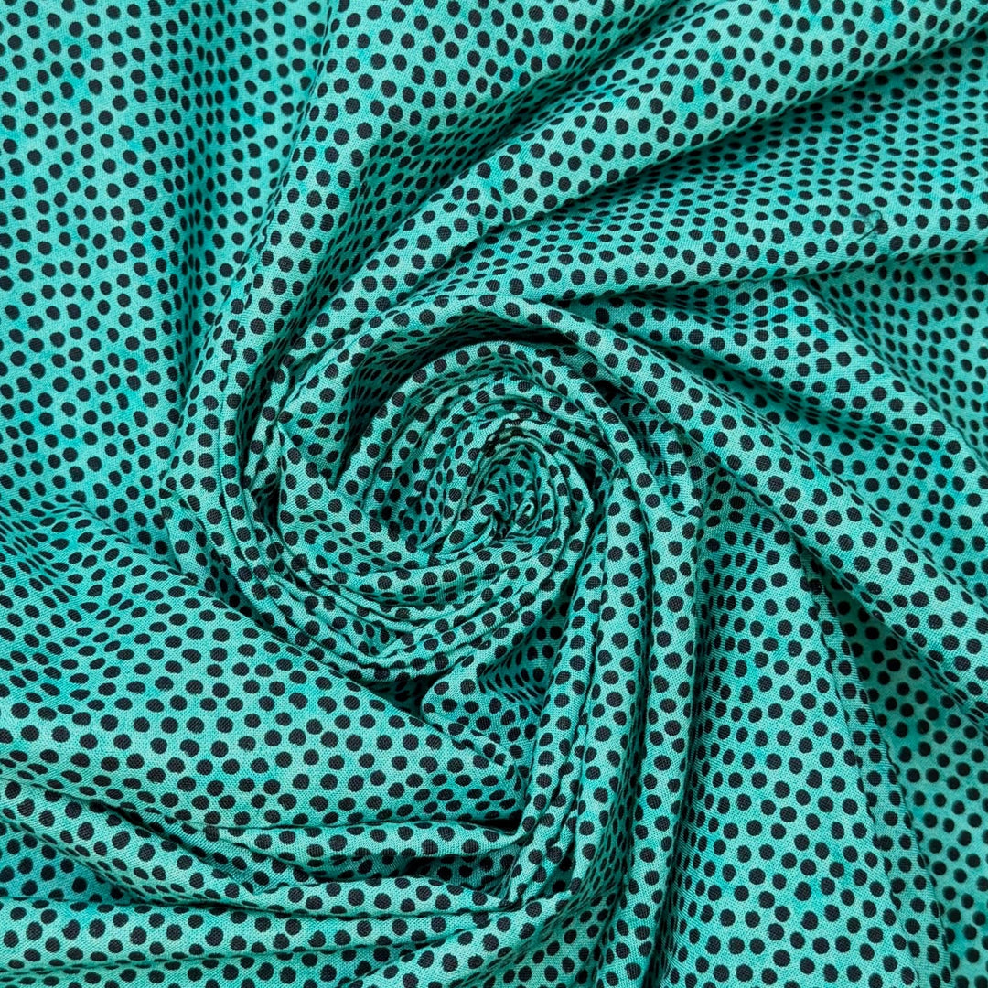 Buttons And Rivets And Snaps Oh My - Cotton Woven - Blue/Black Polka Dots - 2.35M Bundle - True Deadstock fabric Fabric by private - Sustainable Textile | FABCYCLE