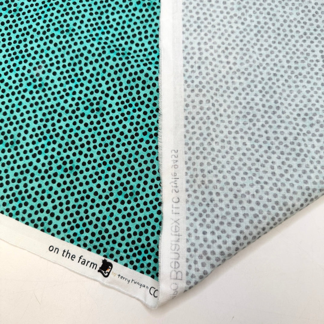 Buttons And Rivets And Snaps Oh My - Cotton Woven - Blue/Black Polka Dots - 2.35M Bundle - True Deadstock fabric Fabric by private - Sustainable Textile | FABCYCLE