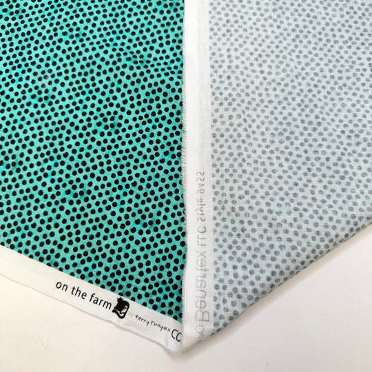 Buttons And Rivets And Snaps Oh My - Cotton Woven - Blue/Black Polka Dots - 2.35M Bundle - True Deadstock fabric Fabric by private - Sustainable Textile | FABCYCLE