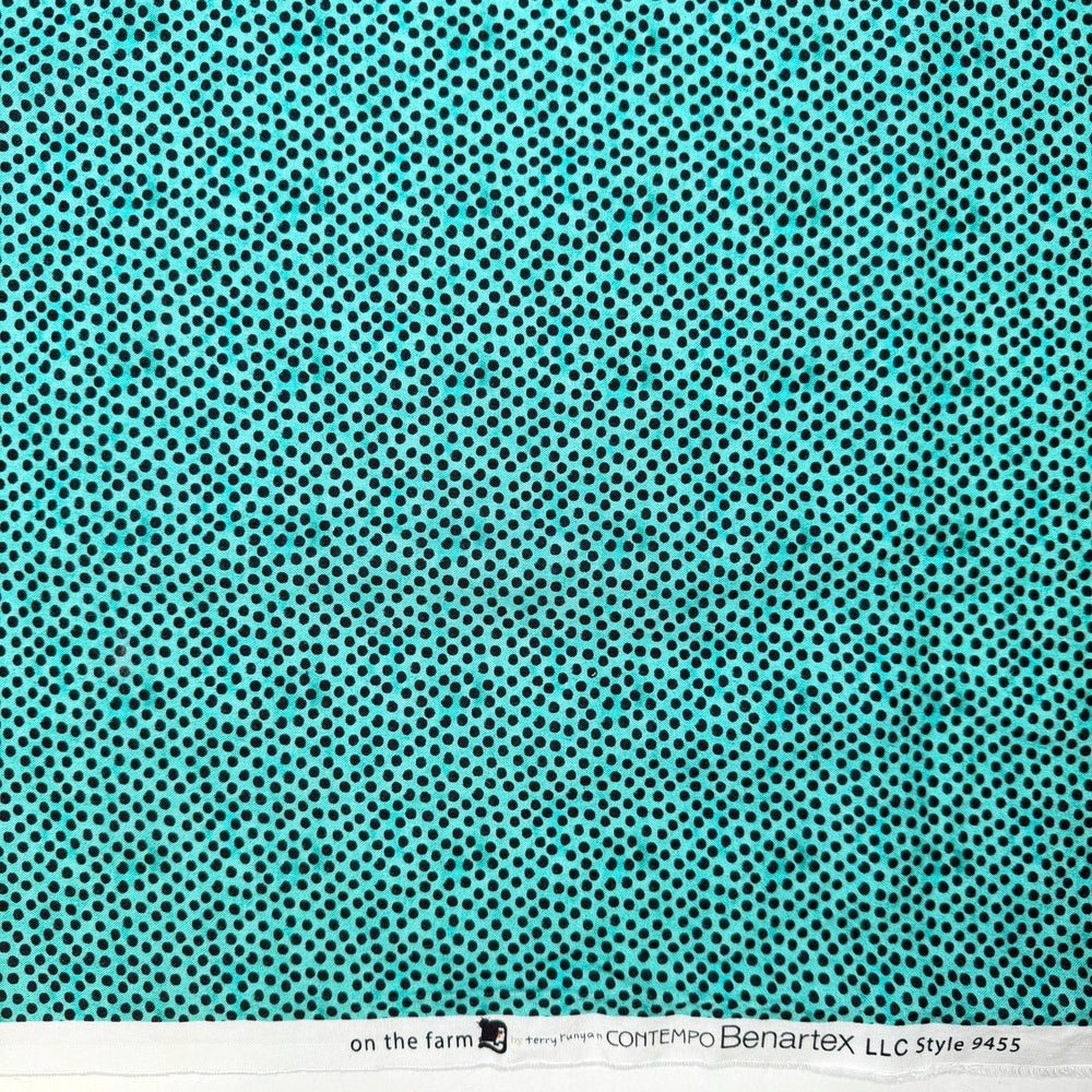 Buttons And Rivets And Snaps Oh My - Cotton Woven - Blue/Black Polka Dots - 2.35M Bundle - True Deadstock fabric Fabric by private - Sustainable Textile | FABCYCLE